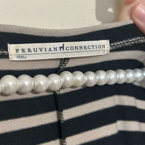 Peruvian Connection Andover Striped Scoop Neck Long Sleeve Maxi Dress SIZE LARGE - Picture 4 of 5